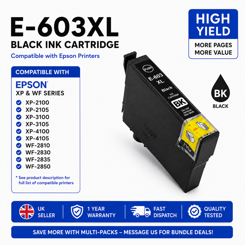 Epson 603XL Compatible Ink Cartridges XP-2100 XP-2105 XP-2150 XP-2155 XP-3100 XP-3105 WF-2810 WF-2820 High Yield
