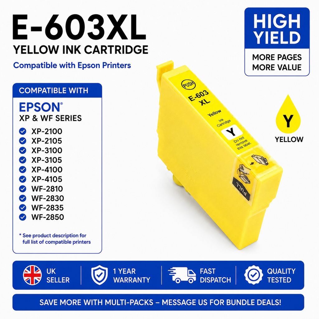 Epson 603XL Compatible Ink Cartridges XP-2100 XP-2105 XP-2150 XP-2155 XP-3100 XP-3105 WF-2810 WF-2820 High Yield